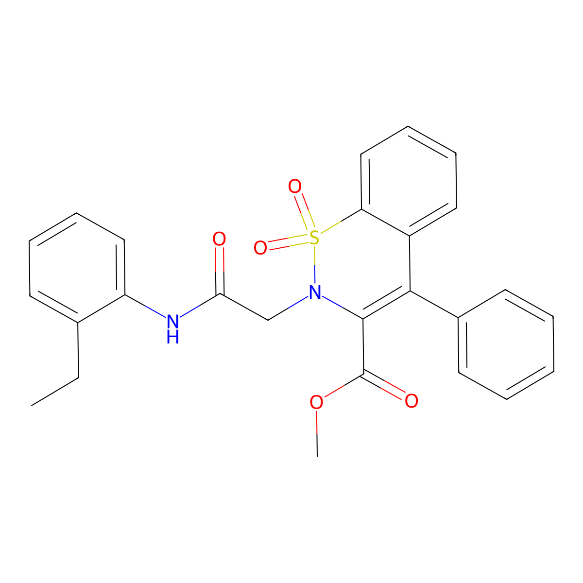 methyl 2-{2-[(2-ethylphenyl)amino]-2-oxoethyl}-4-phenyl-2H-1,2-benzothiazine-3-carboxylate 1,1-dioxide molecular structure, CAS 1114657-97-4