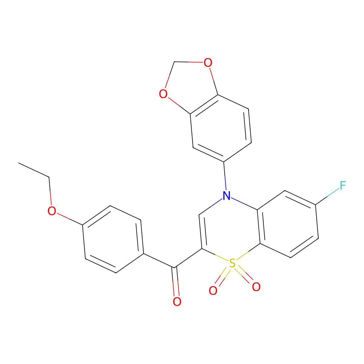 [4-(1,3-benzodioxol-5-yl)-6-fluoro-1,1-dioxido-4H-1,4-benzothiazin-2-yl](4-ethoxyphenyl)methanone molecular structure, CAS 1114658-10-4