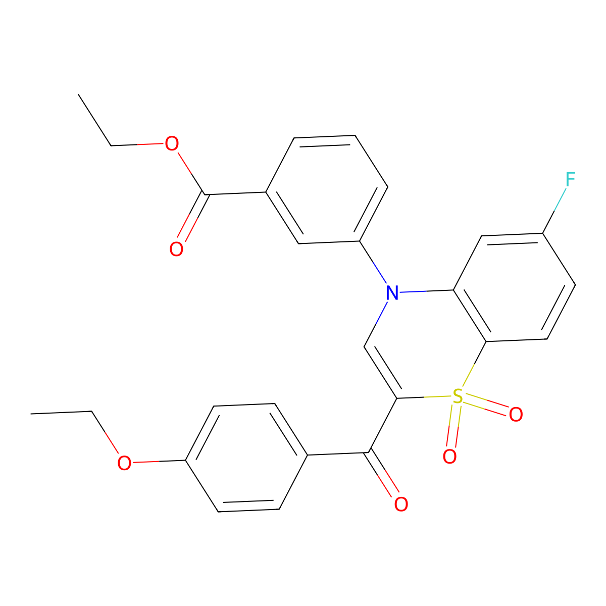 ethyl 3-[2-(4-ethoxybenzoyl)-6-fluoro-1,1-dioxido-4H-1,4-benzothiazin-4-yl]benzoate molecular structure, CAS 1114658-18-2