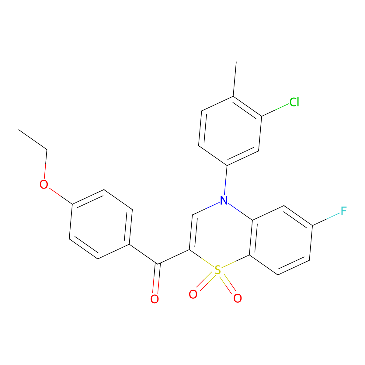 [4-(3-chloro-4-methylphenyl)-6-fluoro-1,1-dioxido-4H-1,4-benzothiazin-2-yl](4-ethoxyphenyl)methanone molecular structure, CAS 1114658-34-2