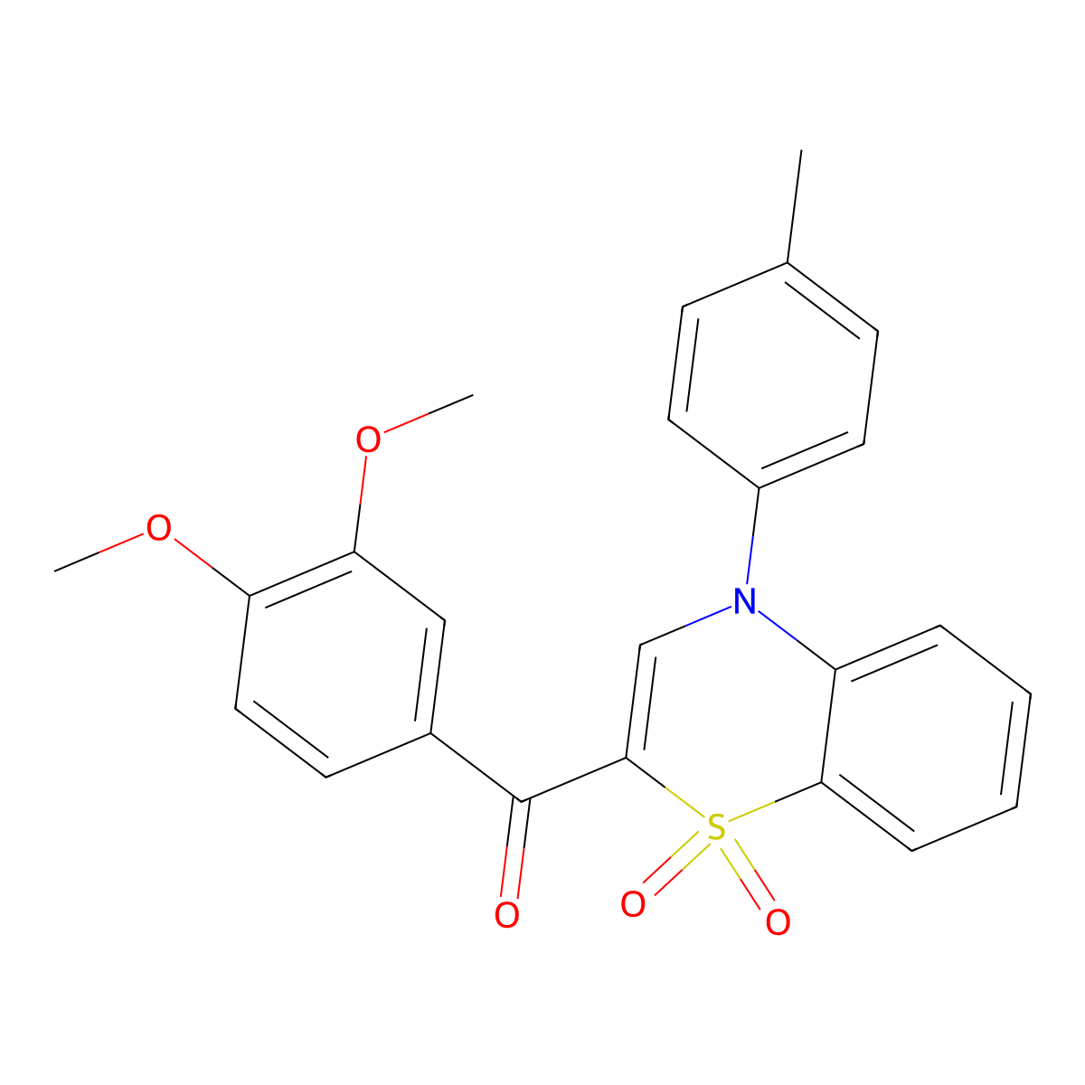 (3,4-dimethoxyphenyl)[4-(4-methylphenyl)-1,1-dioxido-4H-1,4-benzothiazin-2-yl]methanone molecular structure, CAS 1114658-42-2