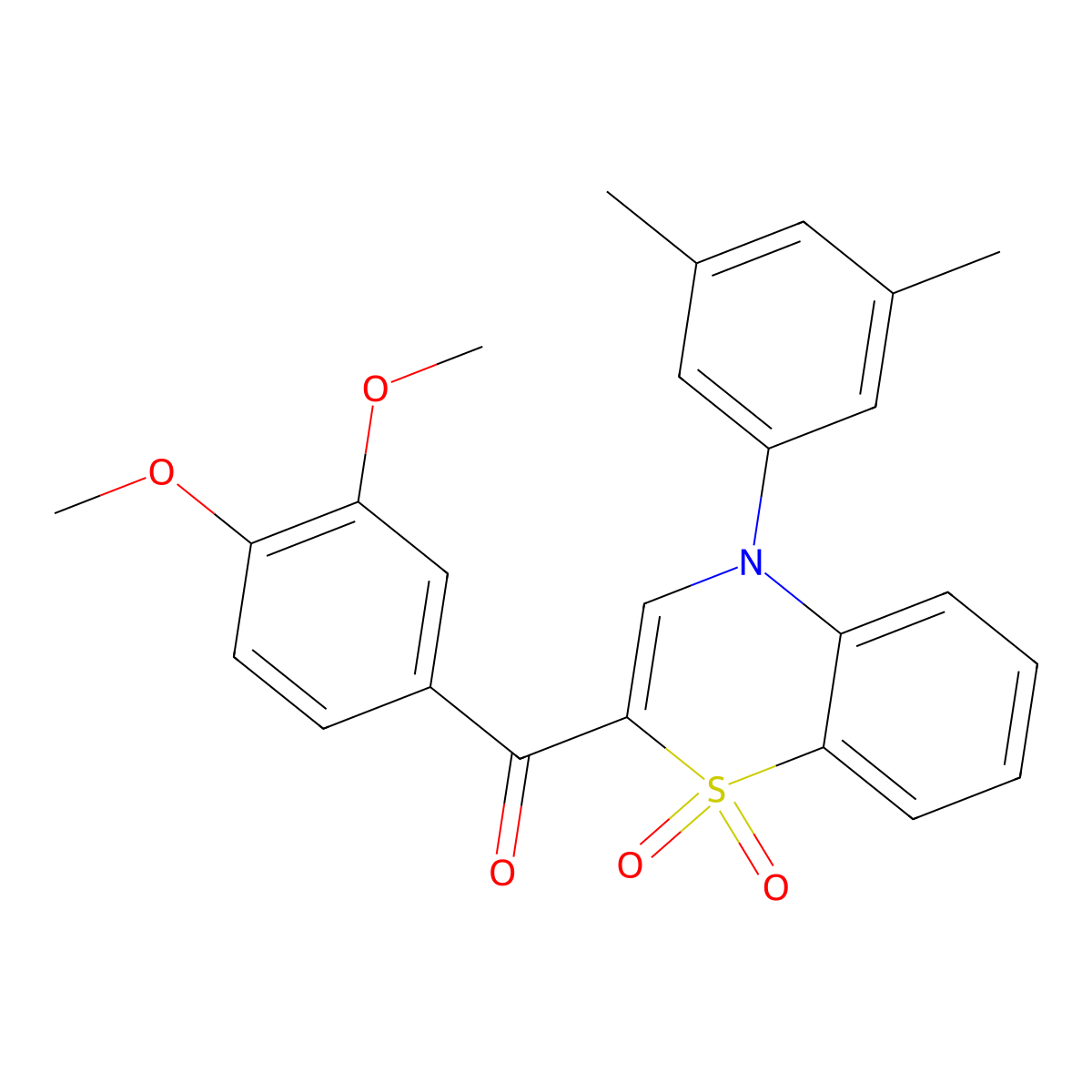 (3,4-dimethoxyphenyl)[4-(3,5-dimethylphenyl)-1,1-dioxido-4H-1,4-benzothiazin-2-yl]methanone molecular structure, CAS 1114658-50-2