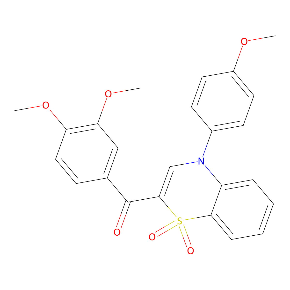 (3,4-dimethoxyphenyl)[4-(4-methoxyphenyl)-1,1-dioxido-4H-1,4-benzothiazin-2-yl]methanone molecular structure, CAS 1114658-58-0