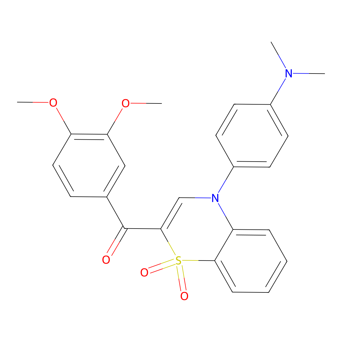 (3,4-dimethoxyphenyl){4-[4-(dimethylamino)phenyl]-1,1-dioxido-4H-1,4-benzothiazin-2-yl}methanone molecular structure, CAS 1114658-66-0