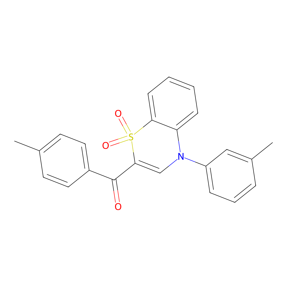 (4-methylphenyl)[4-(3-methylphenyl)-1,1-dioxido-4H-1,4-benzothiazin-2-yl]methanone molecular structure, CAS 1114658-72-8
