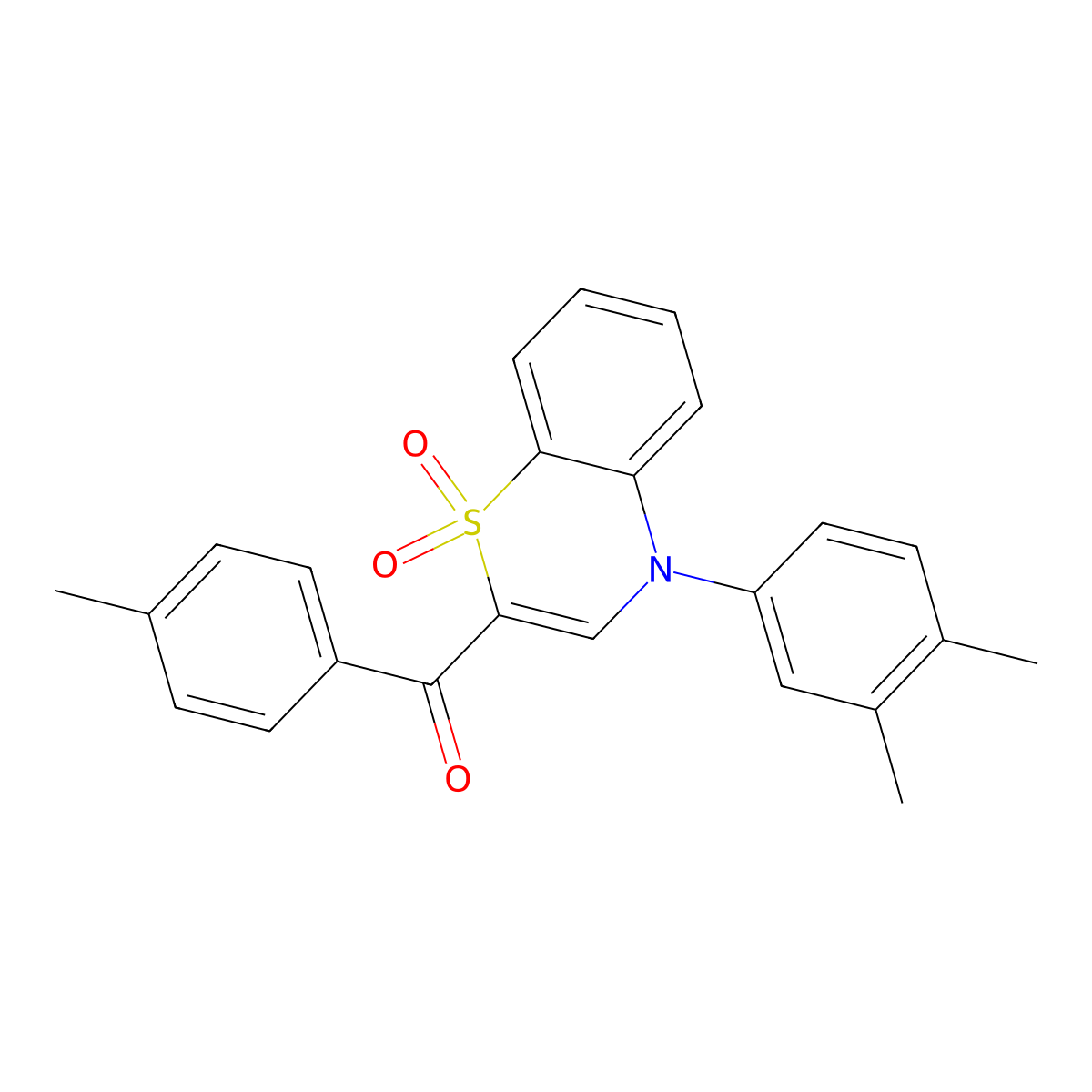 [4-(3,4-dimethylphenyl)-1,1-dioxido-4H-1,4-benzothiazin-2-yl](4-methylphenyl)methanone molecular structure, CAS 1114658-79-5