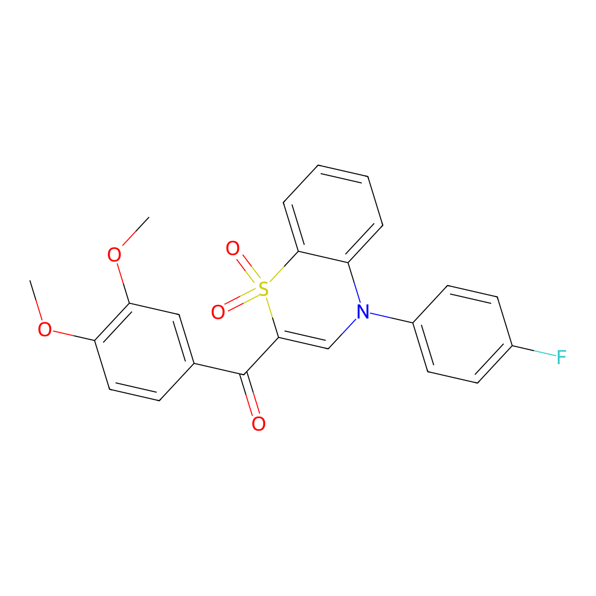 (3,4-dimethoxyphenyl)[4-(4-fluorophenyl)-1,1-dioxido-4H-1,4-benzothiazin-2-yl]methanone molecular structure, CAS 1114658-81-9