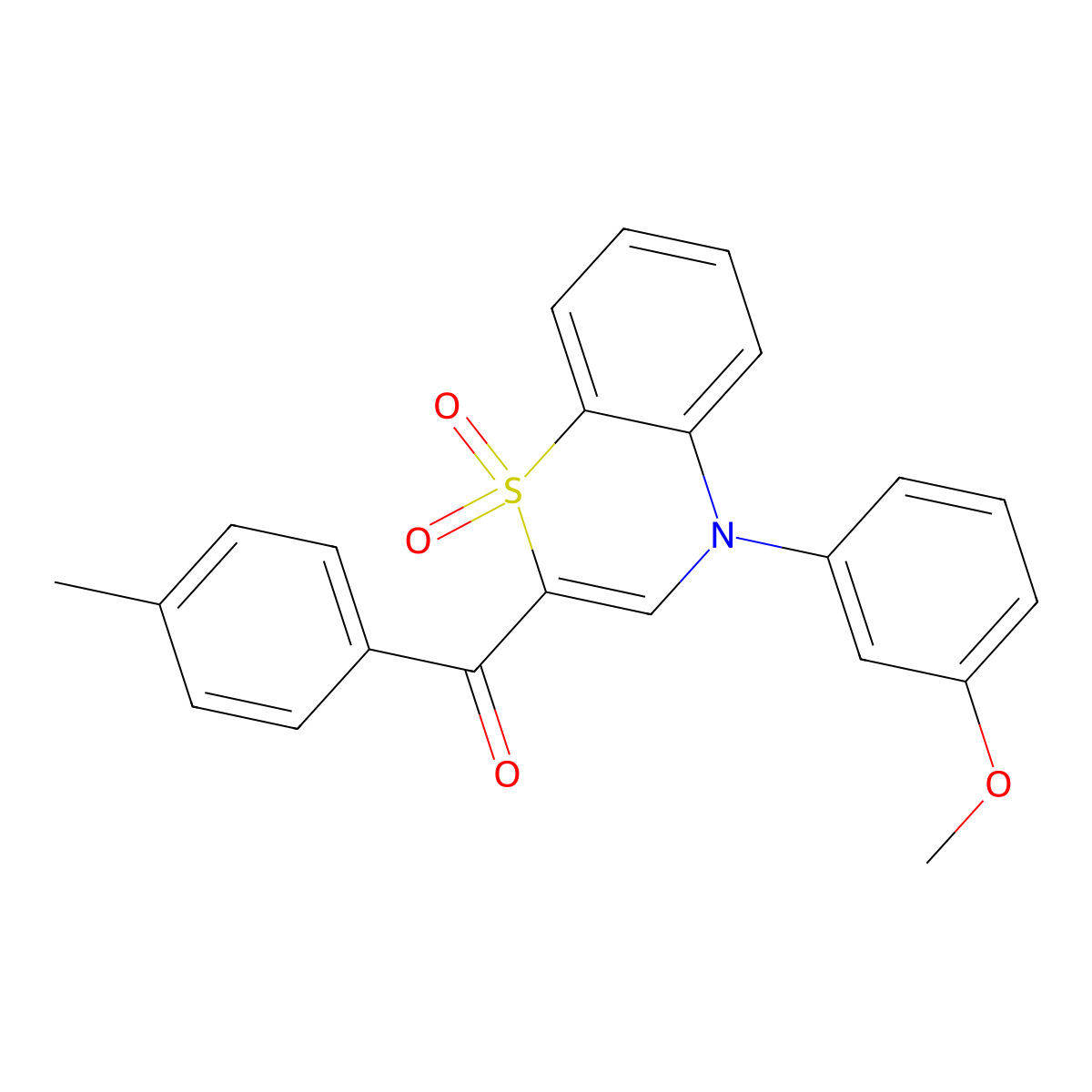 [4-(3-methoxyphenyl)-1,1-dioxido-4H-1,4-benzothiazin-2-yl](4-methylphenyl)methanone molecular structure, CAS 1114658-86-4