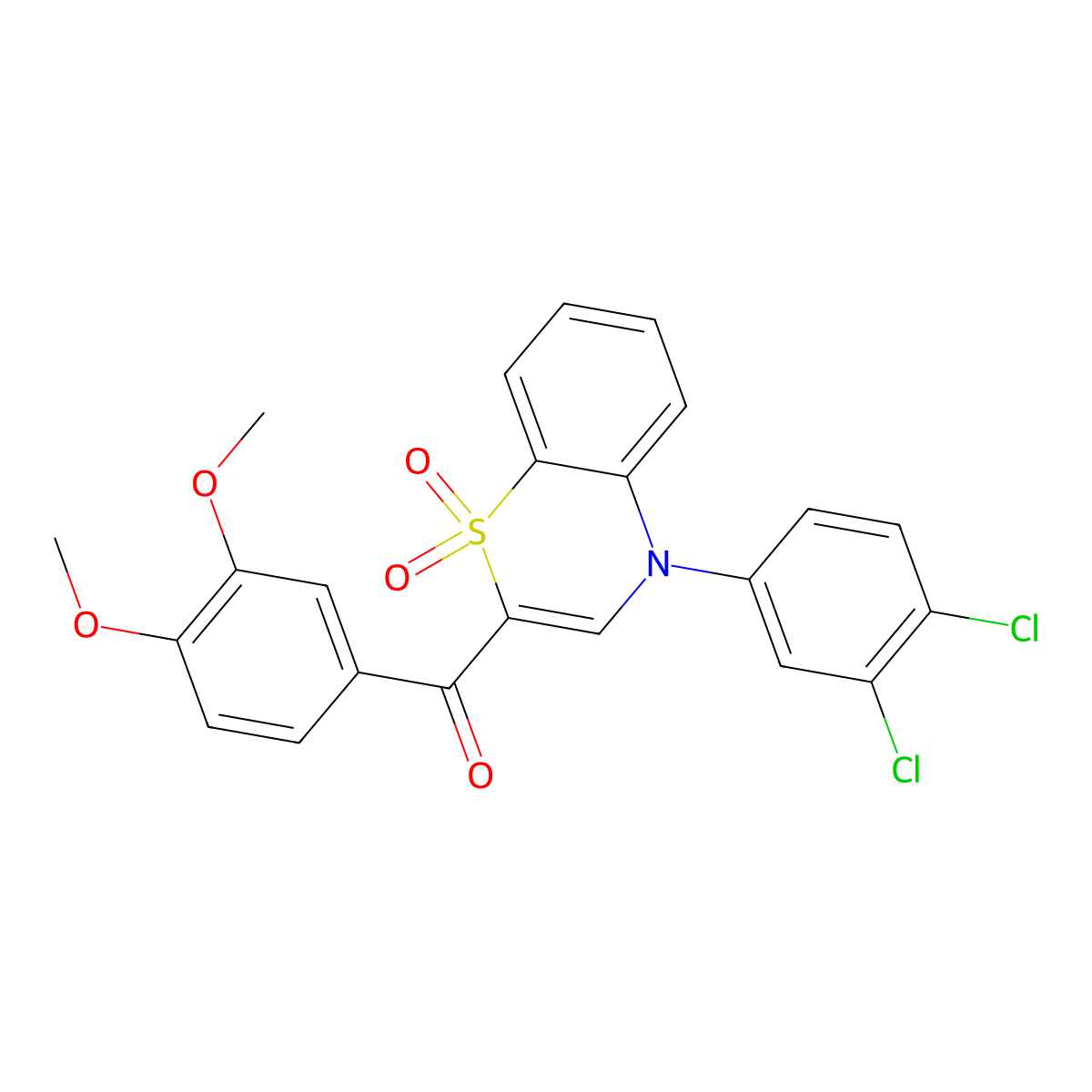 [4-(3,4-dichlorophenyl)-1,1-dioxido-4H-1,4-benzothiazin-2-yl](3,4-dimethoxyphenyl)methanone molecular structure, CAS 1114658-88-6
