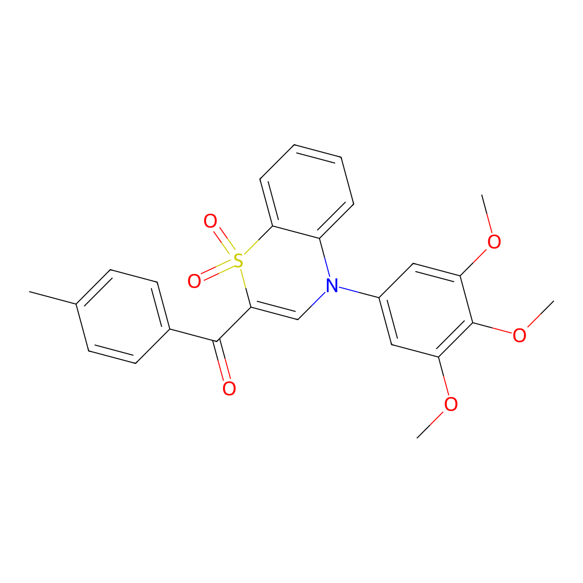 [1,1-dioxido-4-(3,4,5-trimethoxyphenyl)-4H-1,4-benzothiazin-2-yl](4-methylphenyl)methanone molecular structure, CAS 1114658-93-3