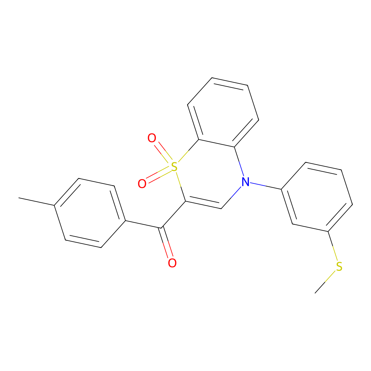 (4-methylphenyl){4-[3-(methylsulfanyl)phenyl]-1,1-dioxido-4H-1,4-benzothiazin-2-yl}methanone molecular structure, CAS 1114658-99-9
