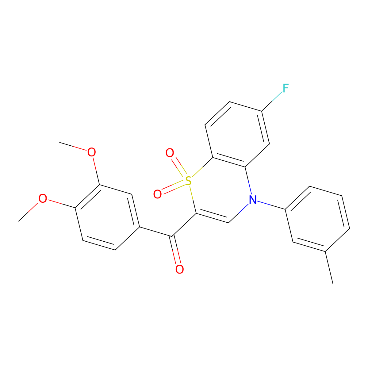(3,4-dimethoxyphenyl)[6-fluoro-4-(3-methylphenyl)-1,1-dioxido-4H-1,4-benzothiazin-2-yl]methanone molecular structure, CAS 1114659-01-6
