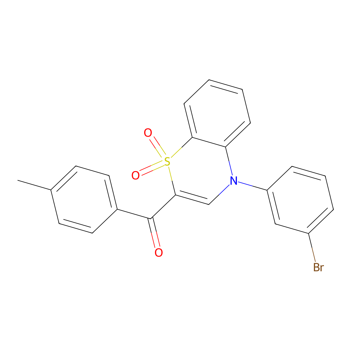 [4-(3-bromophenyl)-1,1-dioxido-4H-1,4-benzothiazin-2-yl](4-methylphenyl)methanone molecular structure, CAS 1114659-24-3