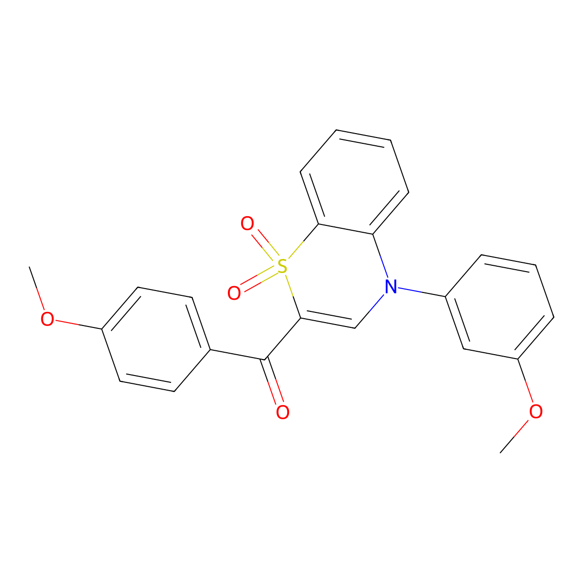 (4-methoxyphenyl)[4-(3-methoxyphenyl)-1,1-dioxido-4H-1,4-benzothiazin-2-yl]methanone molecular structure, CAS 1114659-48-1