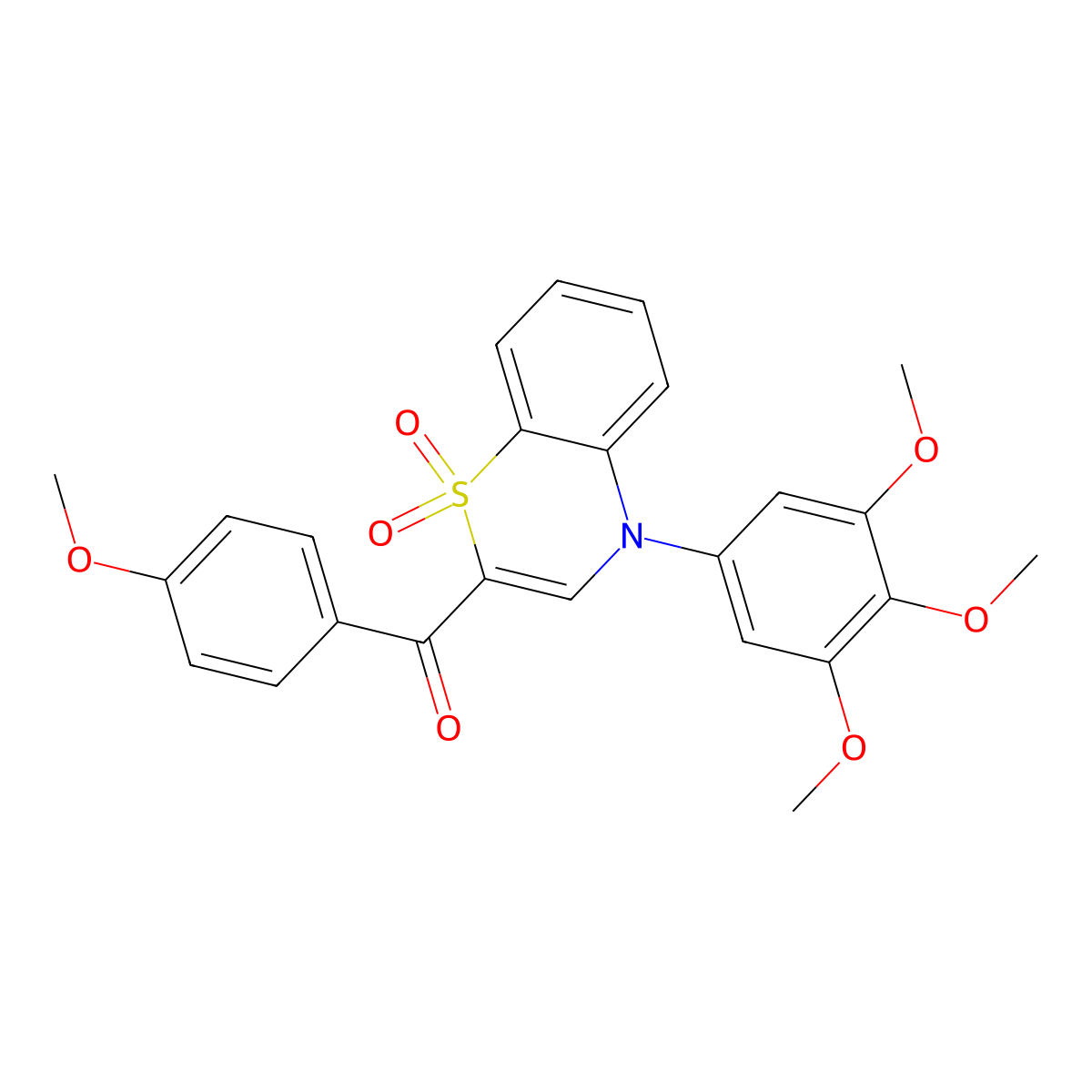 [1,1-dioxido-4-(3,4,5-trimethoxyphenyl)-4H-1,4-benzothiazin-2-yl](4-methoxyphenyl)methanone molecular structure, CAS 1114659-54-9