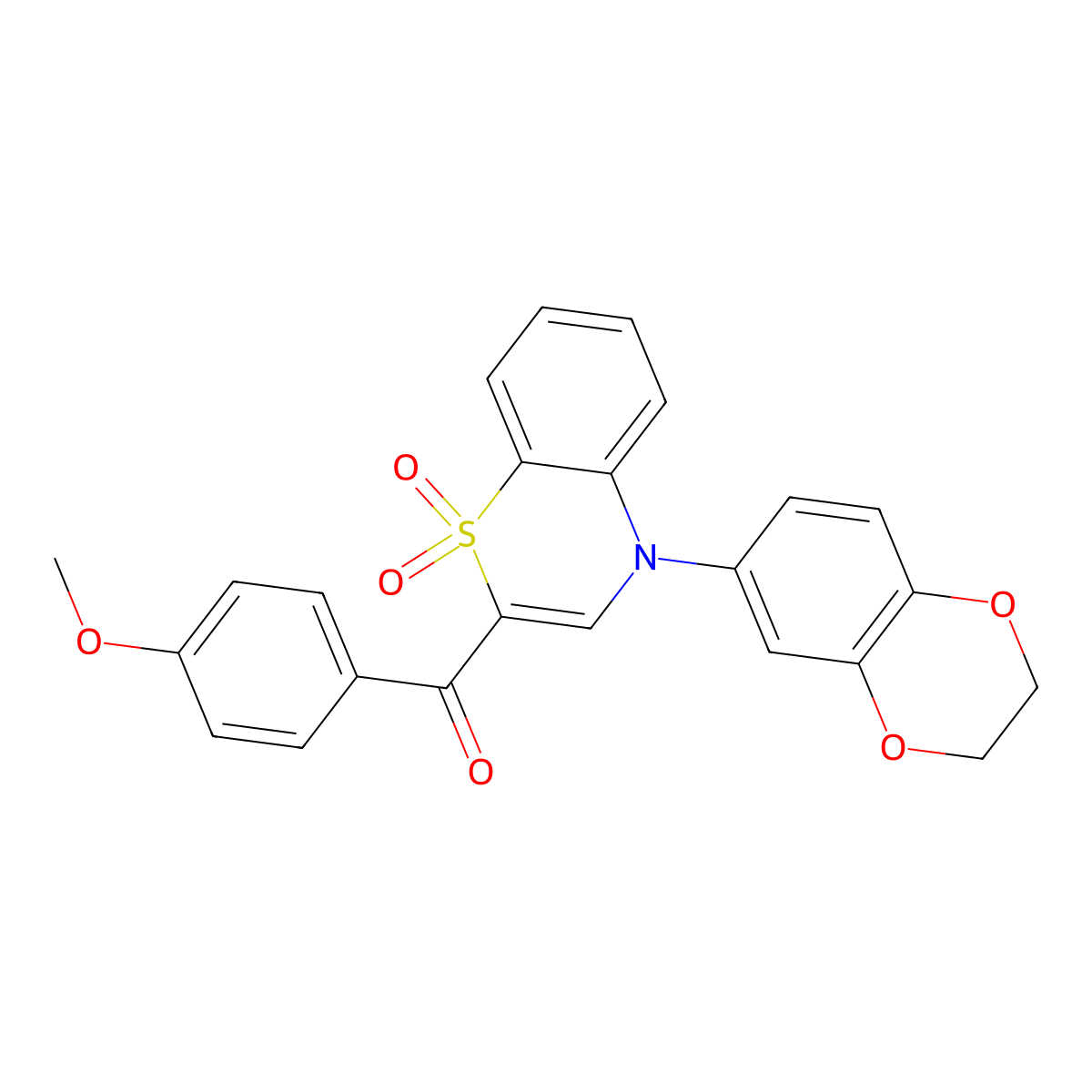 [4-(2,3-dihydro-1,4-benzodioxin-6-yl)-1,1-dioxido-4H-1,4-benzothiazin-2-yl](4-methoxyphenyl)methanone molecular structure, CAS 1114659-60-7