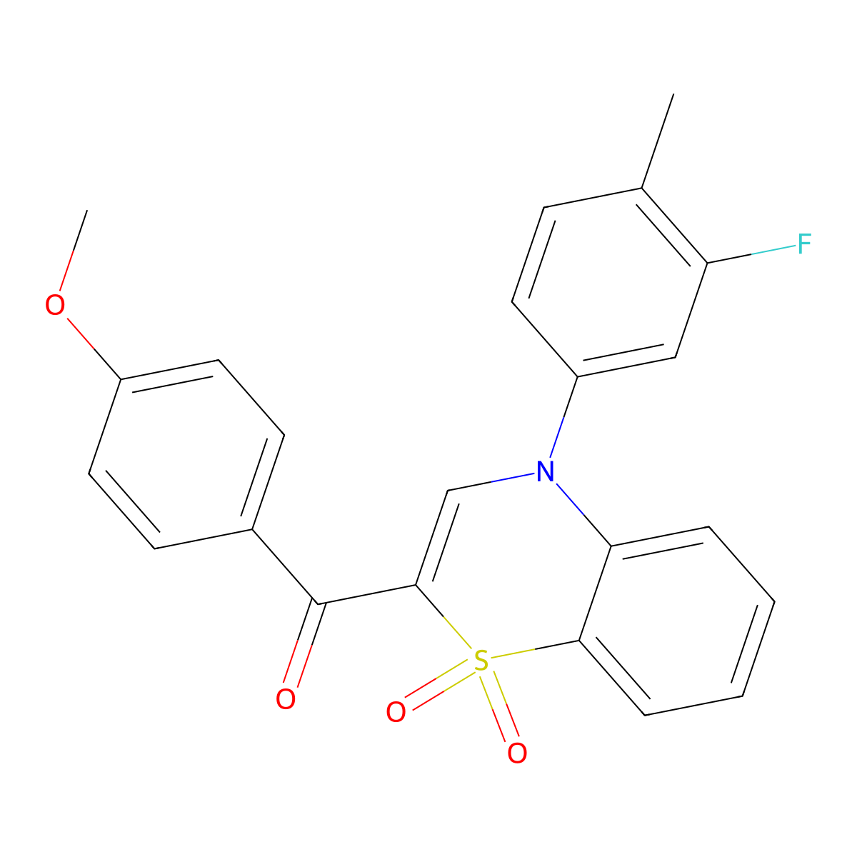 [4-(3-fluoro-4-methylphenyl)-1,1-dioxido-4H-1,4-benzothiazin-2-yl](4-methoxyphenyl)methanone molecular structure, CAS 1114659-84-5