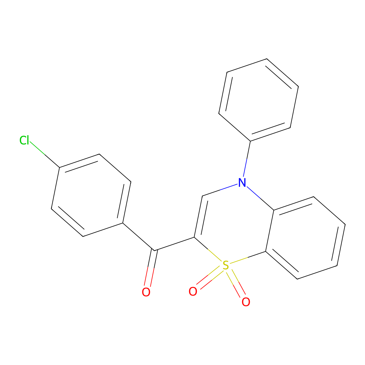 (4-chlorophenyl)(1,1-dioxido-4-phenyl-4H-1,4-benzothiazin-2-yl)methanone molecular structure, CAS 1114659-90-3