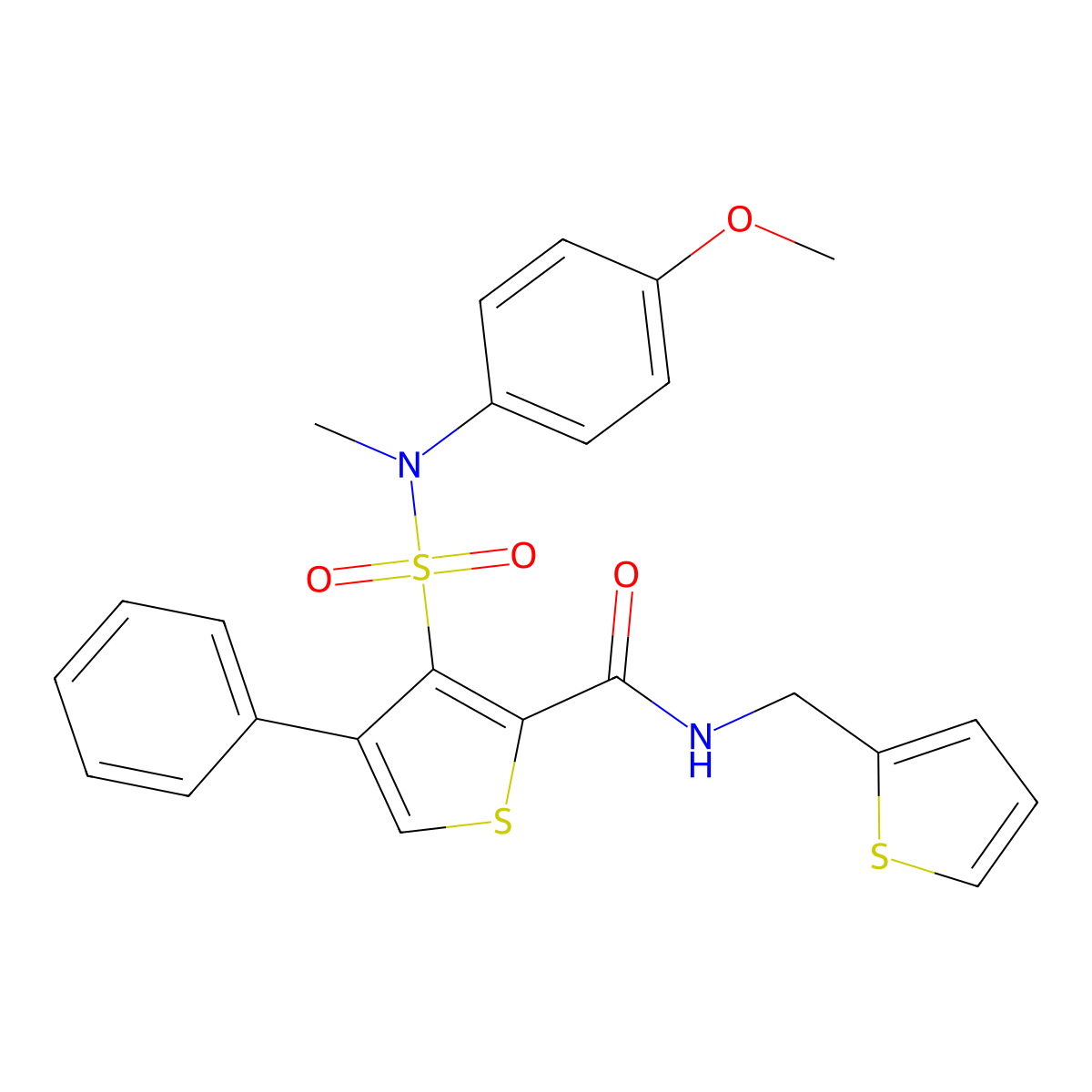 3-[(4-methoxyphenyl)(methyl)sulfamoyl]-4-phenyl-N-(thiophen-2-ylmethyl)thiophene-2-carboxamide molecular structure, CAS 1114659-97-0