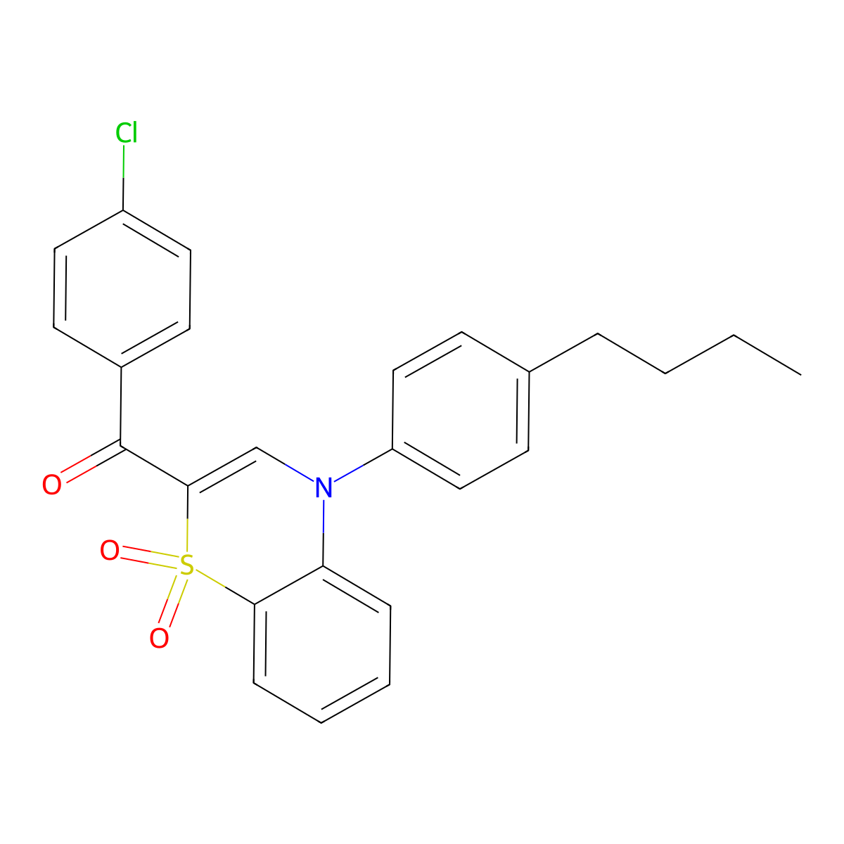 [4-(4-butylphenyl)-1,1-dioxido-4H-1,4-benzothiazin-2-yl](4-chlorophenyl)methanone molecular structure, CAS 1114660-02-4
