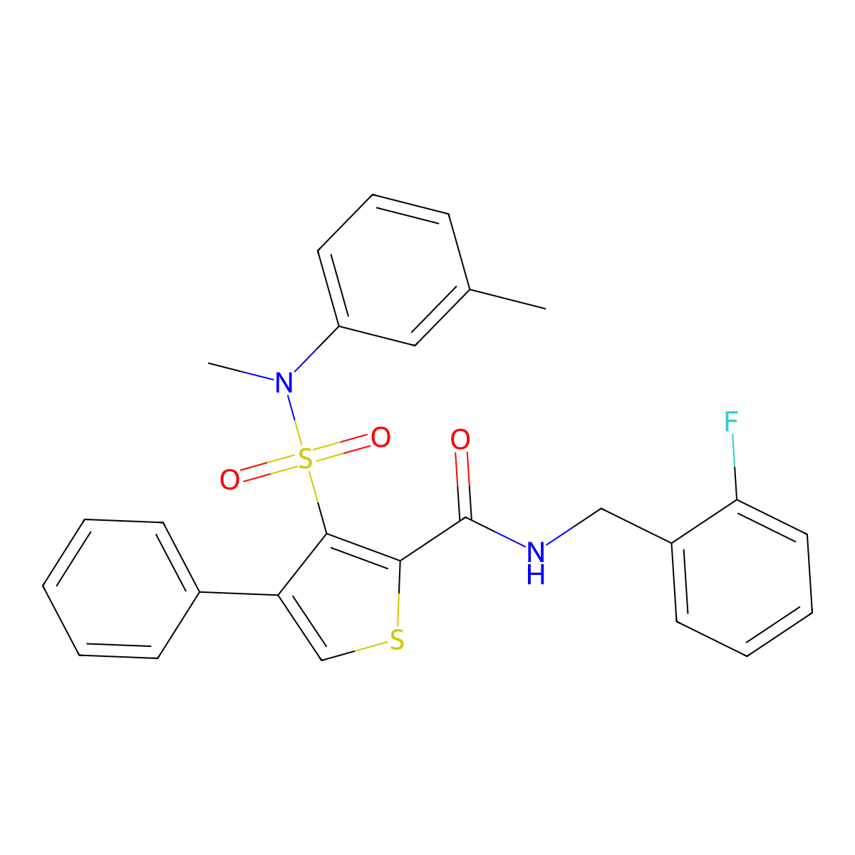 N-(2-fluorobenzyl)-3-[methyl(3-methylphenyl)sulfamoyl]-4-phenylthiophene-2-carboxamide molecular structure, CAS 1114660-03-5