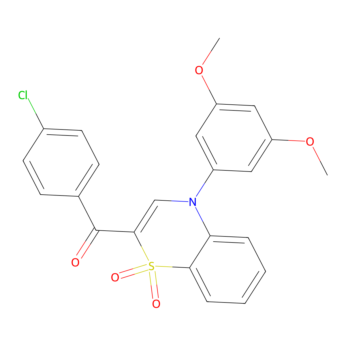 (4-chlorophenyl)[4-(3,5-dimethoxyphenyl)-1,1-dioxido-4H-1,4-benzothiazin-2-yl]methanone molecular structure, CAS 1114660-07-9