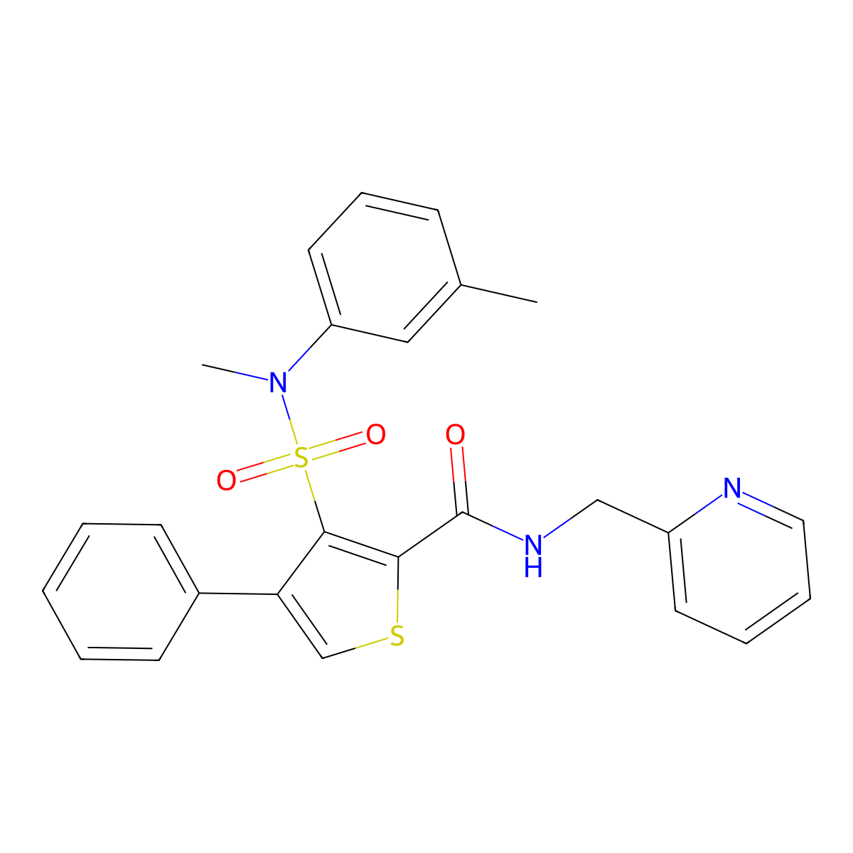 3-(N-methyl-N-(m-tolyl)sulfamoyl)-4-phenyl-N-(pyridin-2-ylmethyl)thiophene-2-carboxamide molecular structure, CAS 1114660-08-0