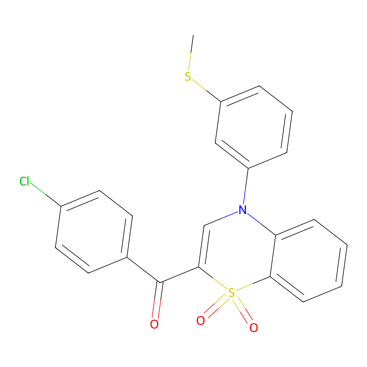 (4-chlorophenyl){4-[3-(methylsulfanyl)phenyl]-1,1-dioxido-4H-1,4-benzothiazin-2-yl}methanone molecular structure, CAS 1114660-12-6