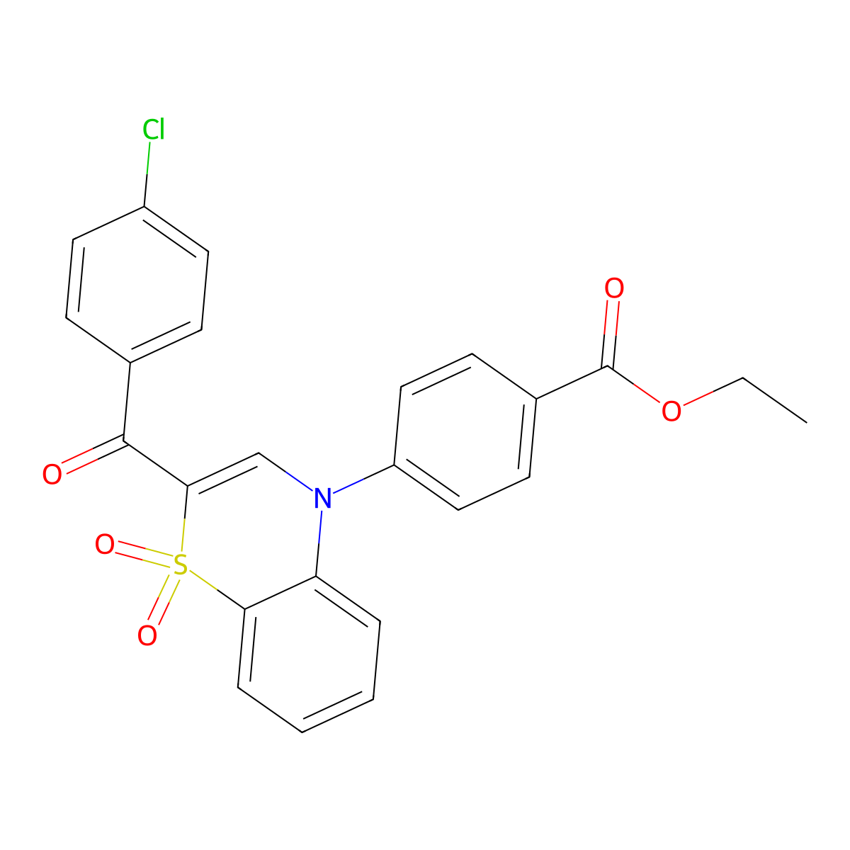 ethyl 4-[2-(4-chlorobenzoyl)-1,1-dioxido-4H-1,4-benzothiazin-4-yl]benzoate molecular structure, CAS 1114660-22-8
