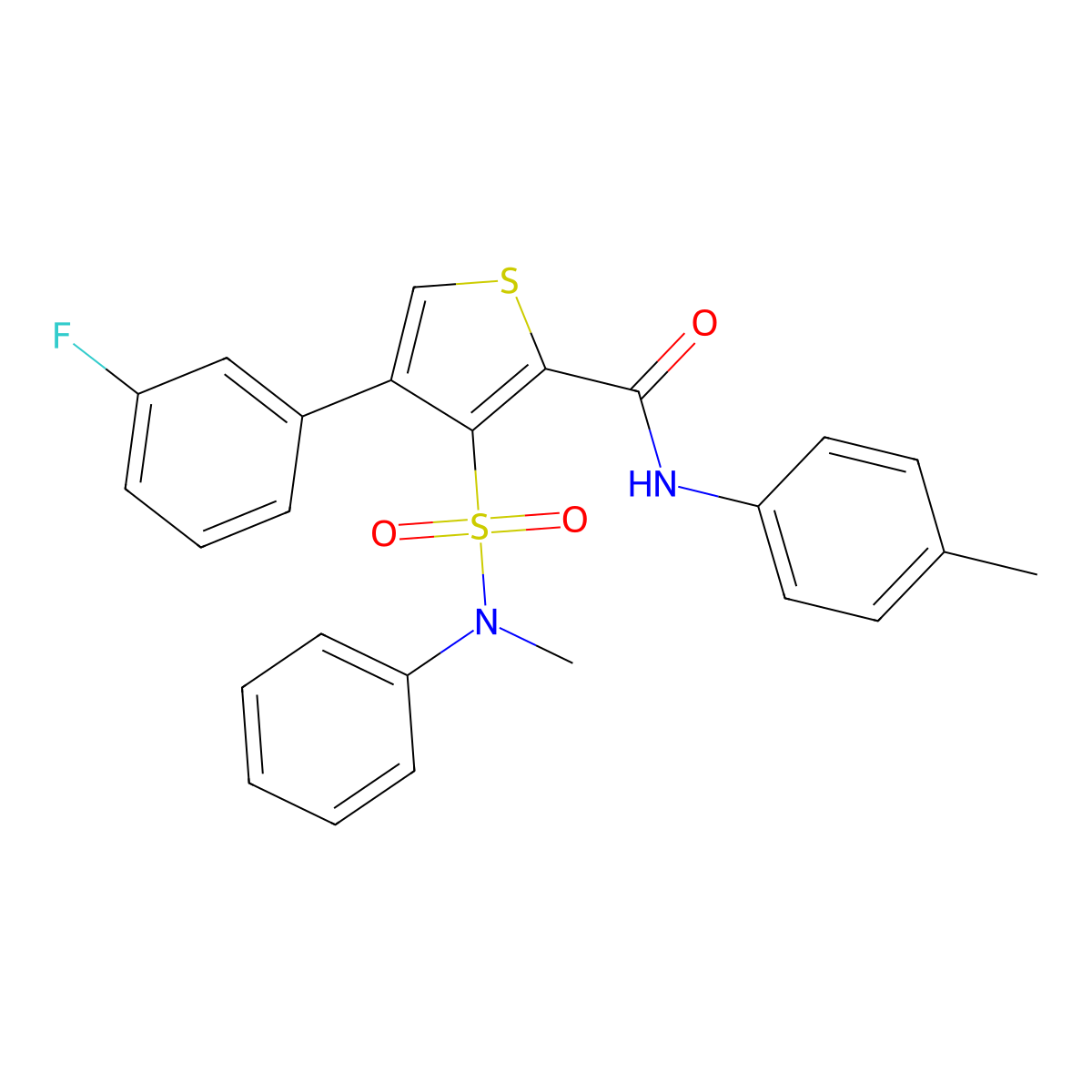 4-(3-fluorophenyl)-N-(4-methylphenyl)-3-[methyl(phenyl)sulfamoyl]thiophene-2-carboxamide molecular structure, CAS 1114660-43-3