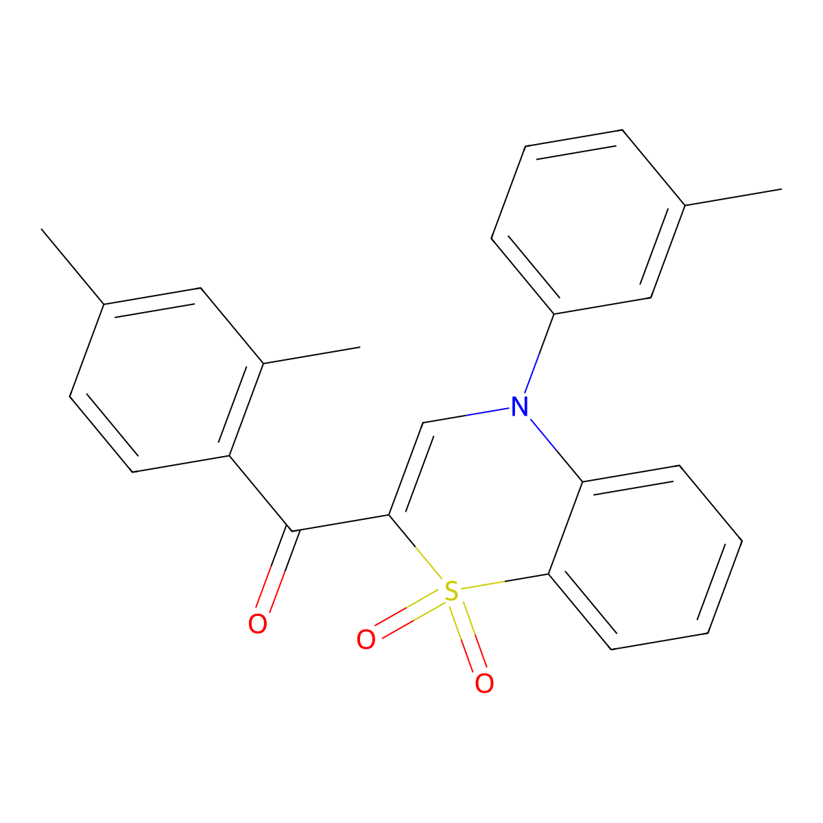 (2,4-dimethylphenyl)[4-(3-methylphenyl)-1,1-dioxido-4H-1,4-benzothiazin-2-yl]methanone molecular structure, CAS 1114660-47-7