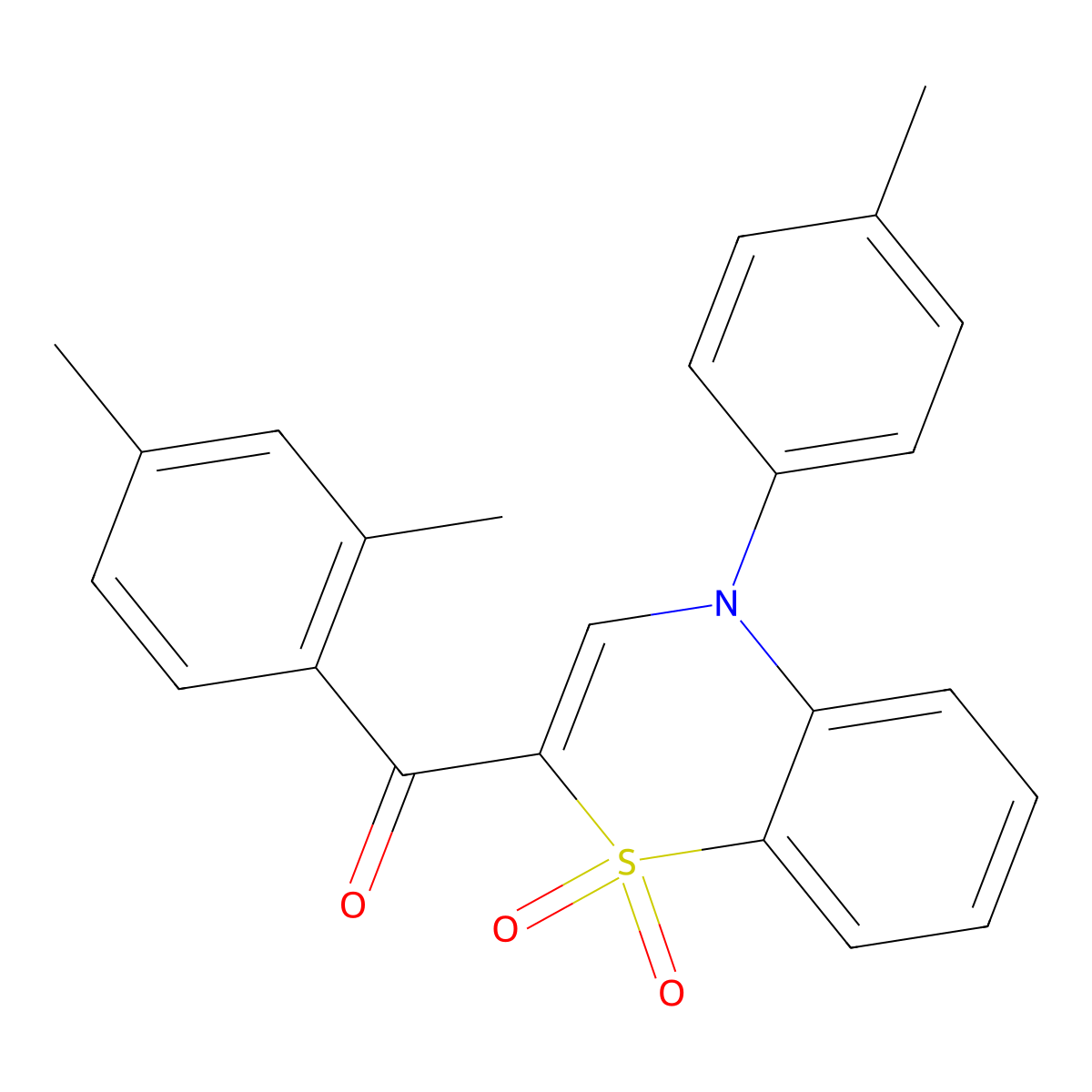 (2,4-dimethylphenyl)(1,1-dioxido-4-(p-tolyl)-4H-benzo[b][1,4]thiazin-2-yl)methanone molecular structure, CAS 1114660-52-4