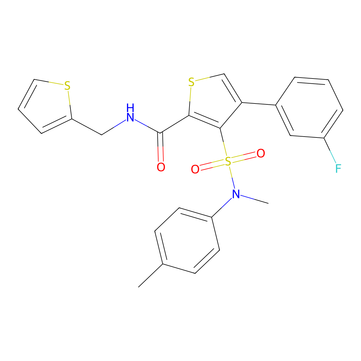 4-(3-fluorophenyl)-3-[methyl(4-methylphenyl)sulfamoyl]-N-[(thiophen-2-yl)methyl]thiophene-2-carboxamide molecular structure, CAS 1114660-58-0