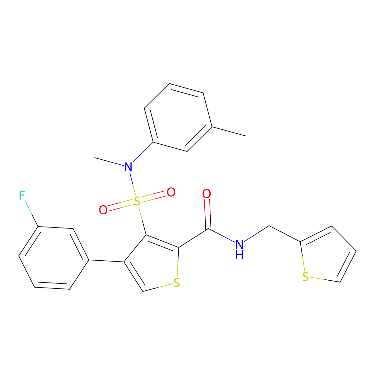 4-(3-fluorophenyl)-3-[methyl(3-methylphenyl)sulfamoyl]-N-[(thiophen-2-yl)methyl]thiophene-2-carboxamide molecular structure, CAS 1114660-68-2