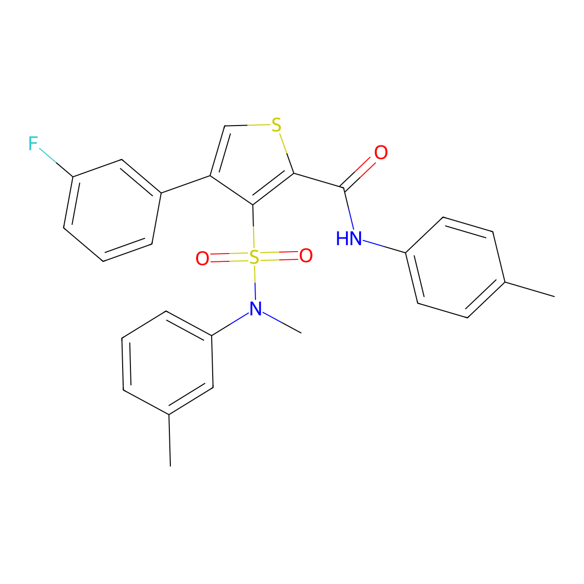 4-(3-Fluorophenyl)-3-[methyl(3-methylphenyl)sulfamoyl]-N-(4-methylphenyl)thiophene-2-carboxamide molecular structure, CAS 1114660-72-8