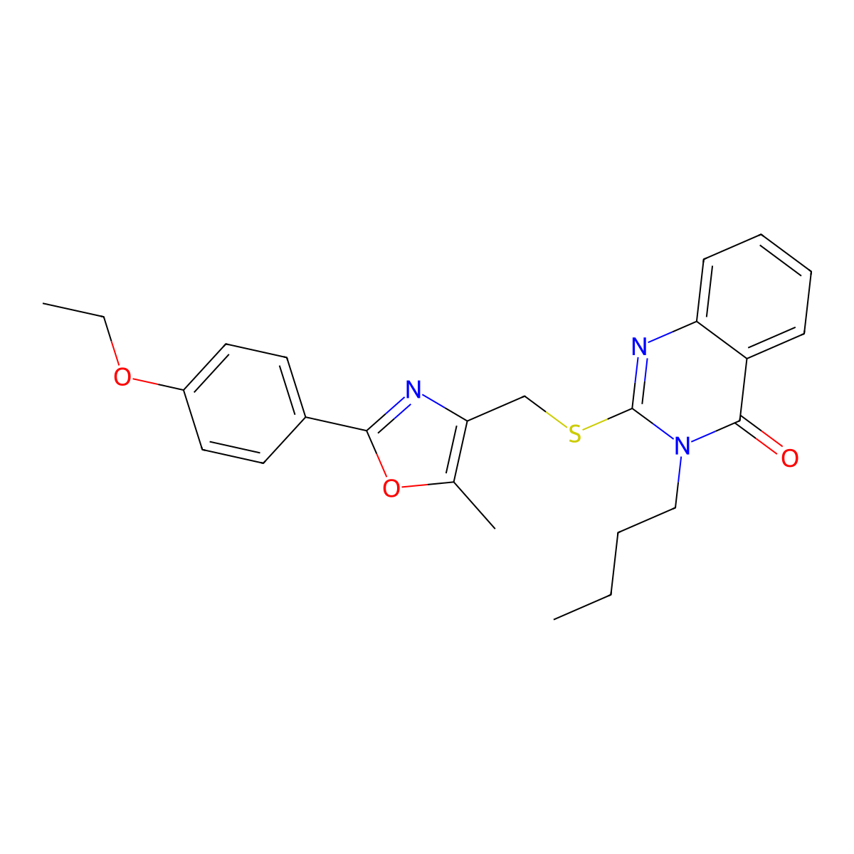 3-butyl-2-(((2-(4-ethoxyphenyl)-5-methyloxazol-4-yl)methyl)thio)quinazolin-4(3H)-one molecular structure, CAS 1114660-96-6