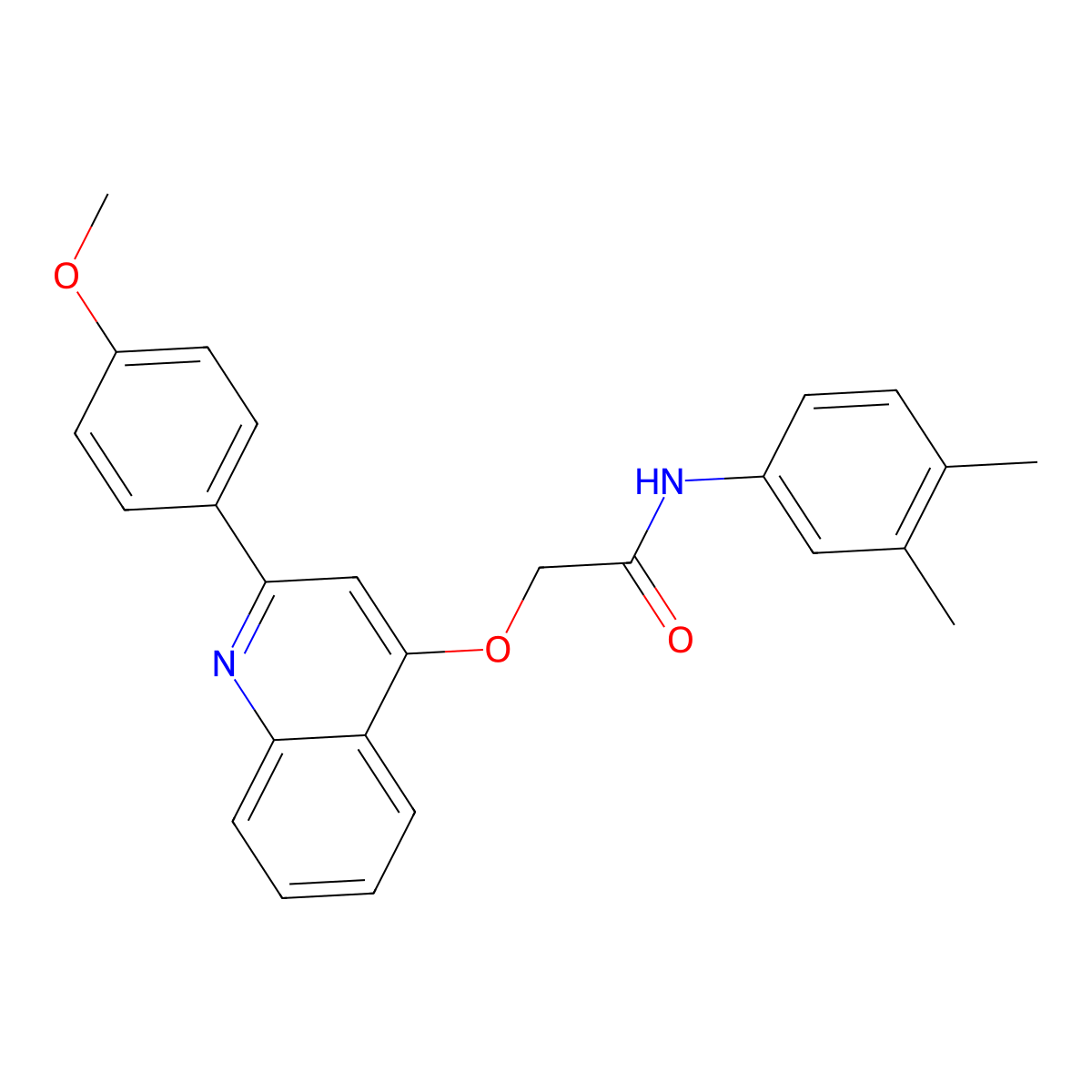 N-(3,4-dimethylphenyl)-2-((2-(4-methoxyphenyl)quinolin-4-yl)oxy)acetamide molecular structure, CAS 1114661-43-6