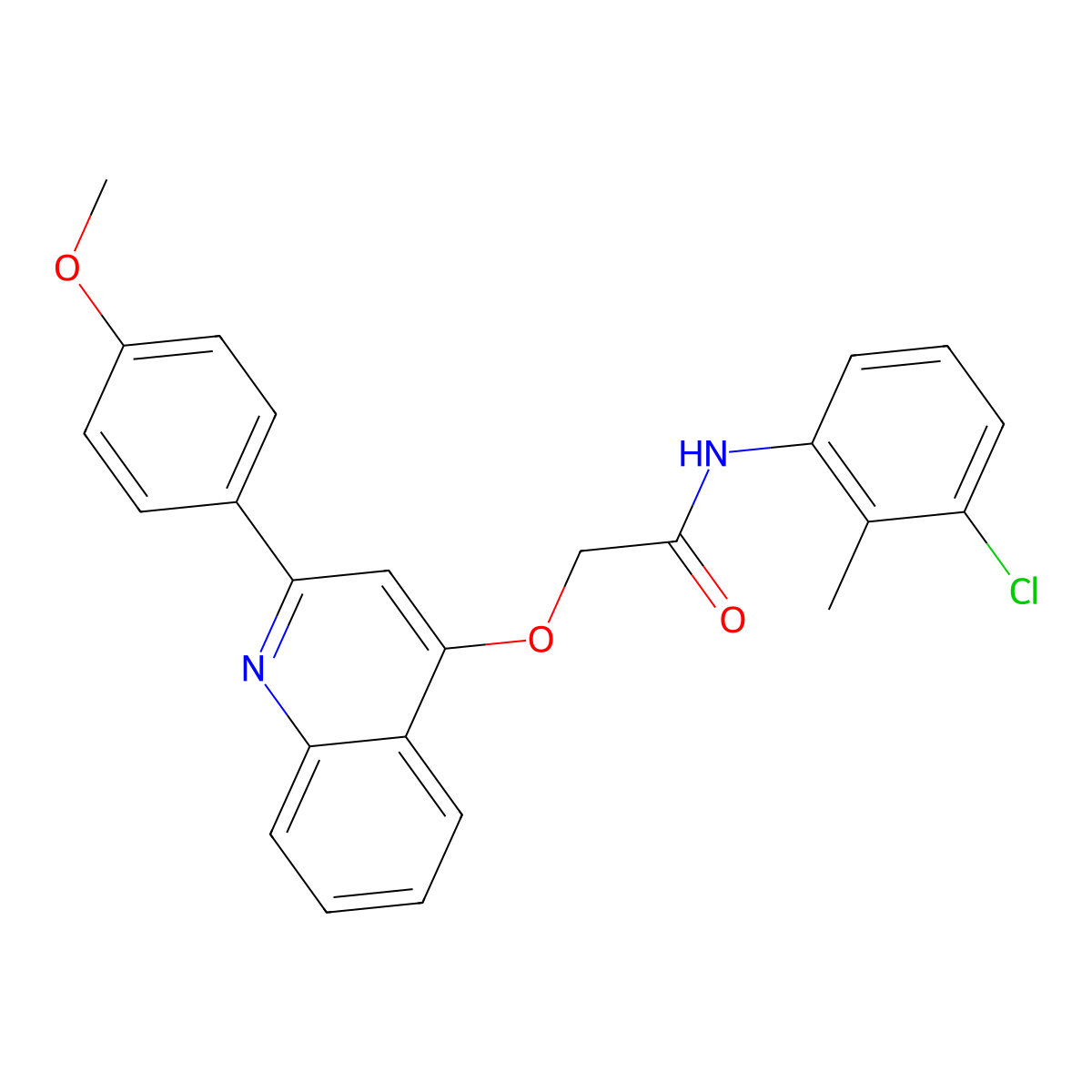 N-(3-chloro-2-methylphenyl)-2-((2-(4-methoxyphenyl)quinolin-4-yl)oxy)acetamide molecular structure, CAS 1114661-46-9