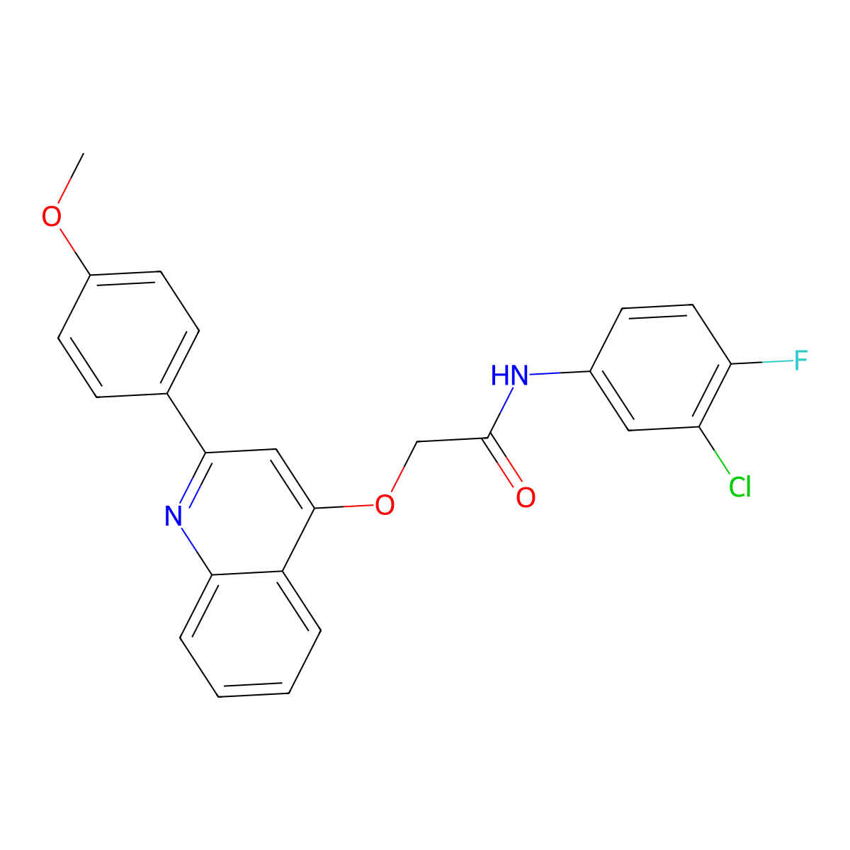 N-(3-chloro-4-fluorophenyl)-2-((2-(4-methoxyphenyl)quinolin-4-yl)oxy)acetamide molecular structure, CAS 1114661-53-8