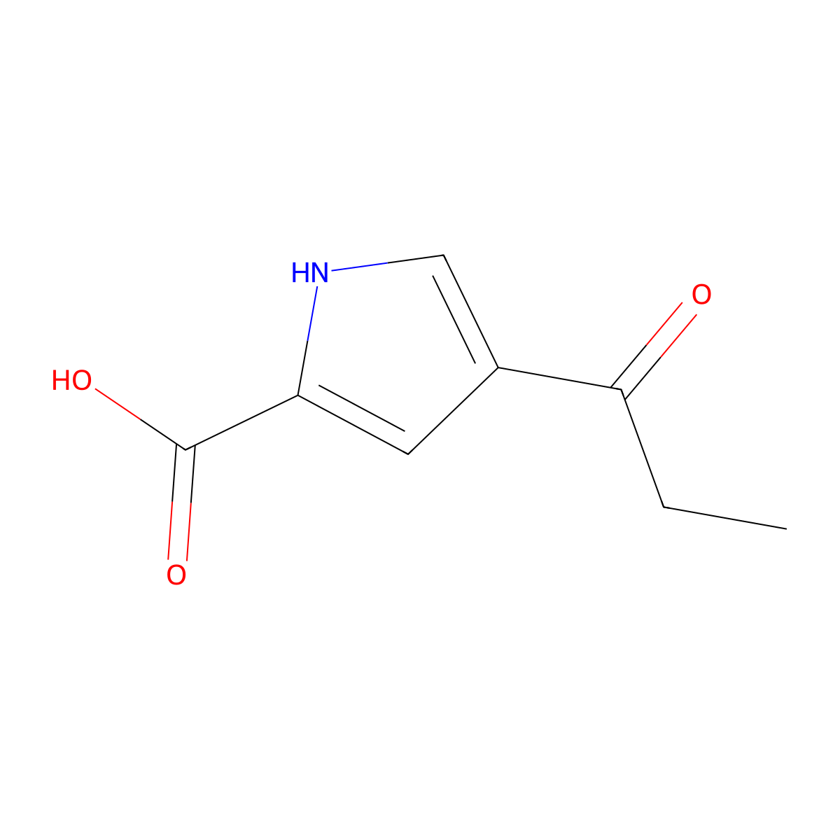 4-Propionyl-1H-pyrrole-2-carboxylic acid molecular structure, CAS 111468-94-1