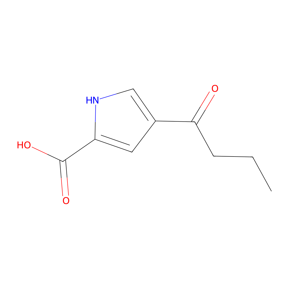4-butyryl-1H-pyrrole-2-carboxylic acid molecular structure, CAS 111468-95-2