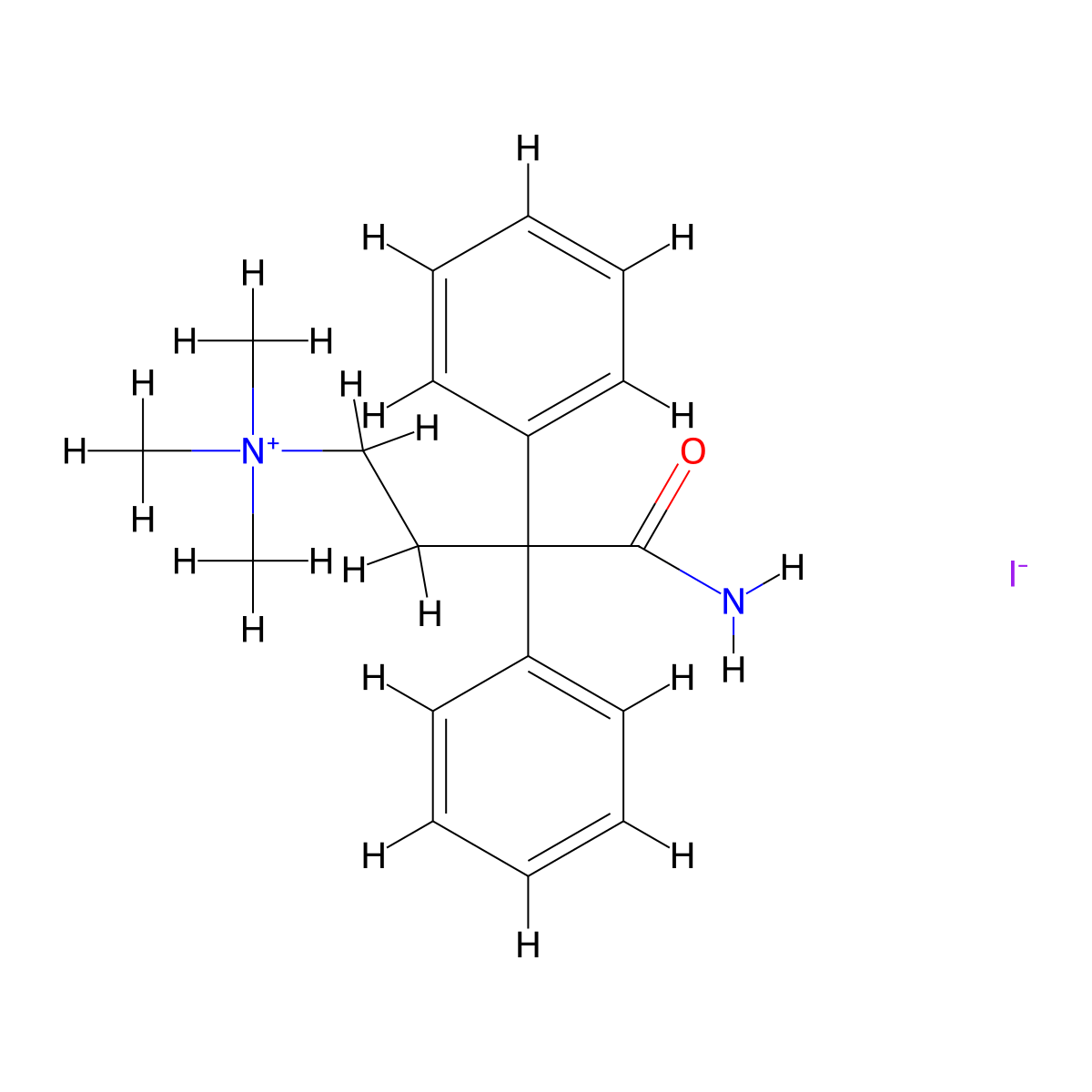 2,2-Diphenyl-4-(trimethylazaniumyl)butanimidate--hydrogen iodide (1/1) molecular structure, CAS 111472-08-3