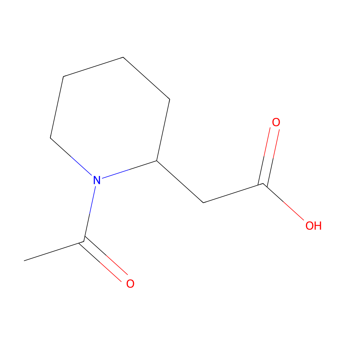 2-[(2R)-1-acetylpiperidin-2-yl]acetic acid molecular structure, CAS 111479-20-0