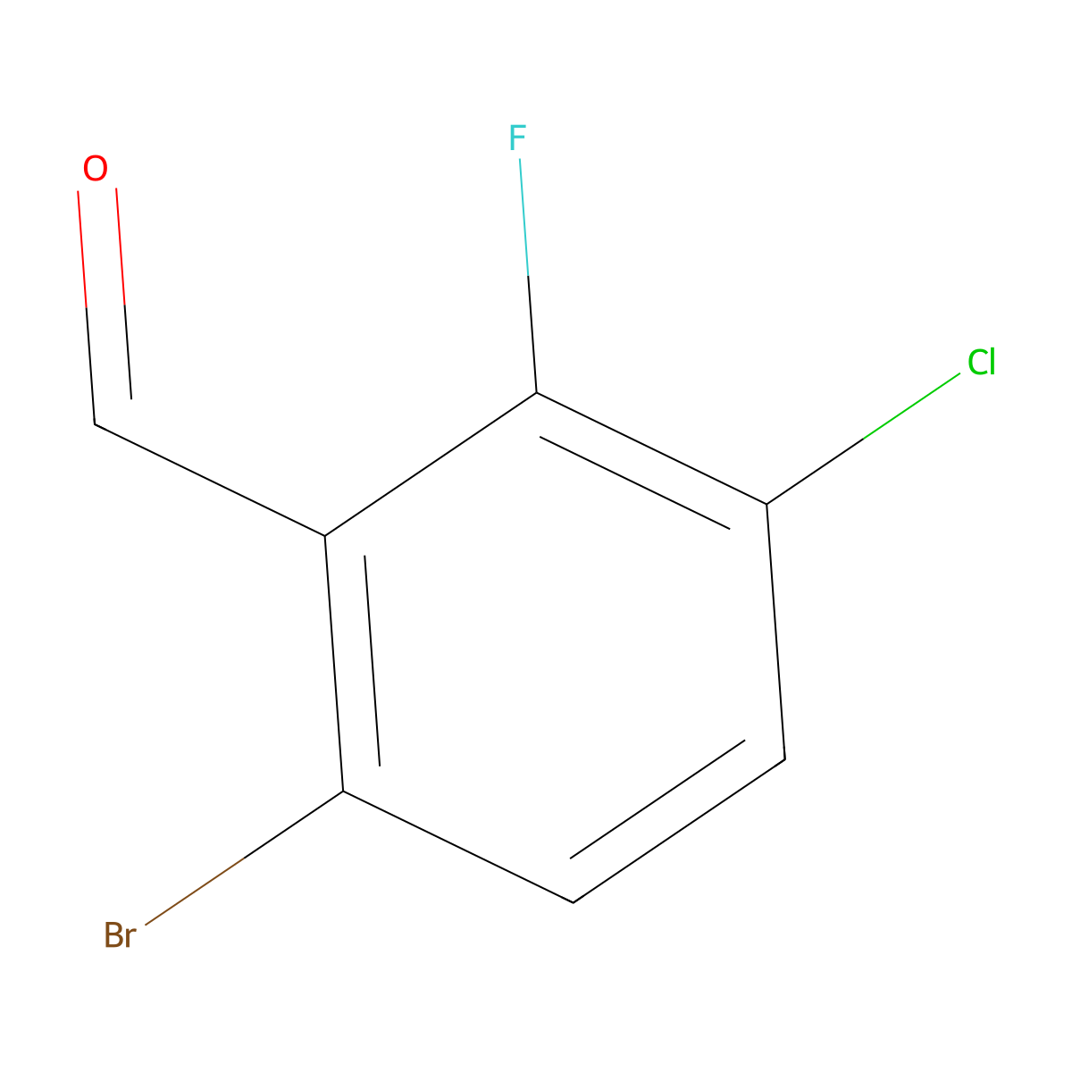 6-Bromo-3-chloro-2-fluorobenzaldehyde molecular structure, CAS 1114809-02-7