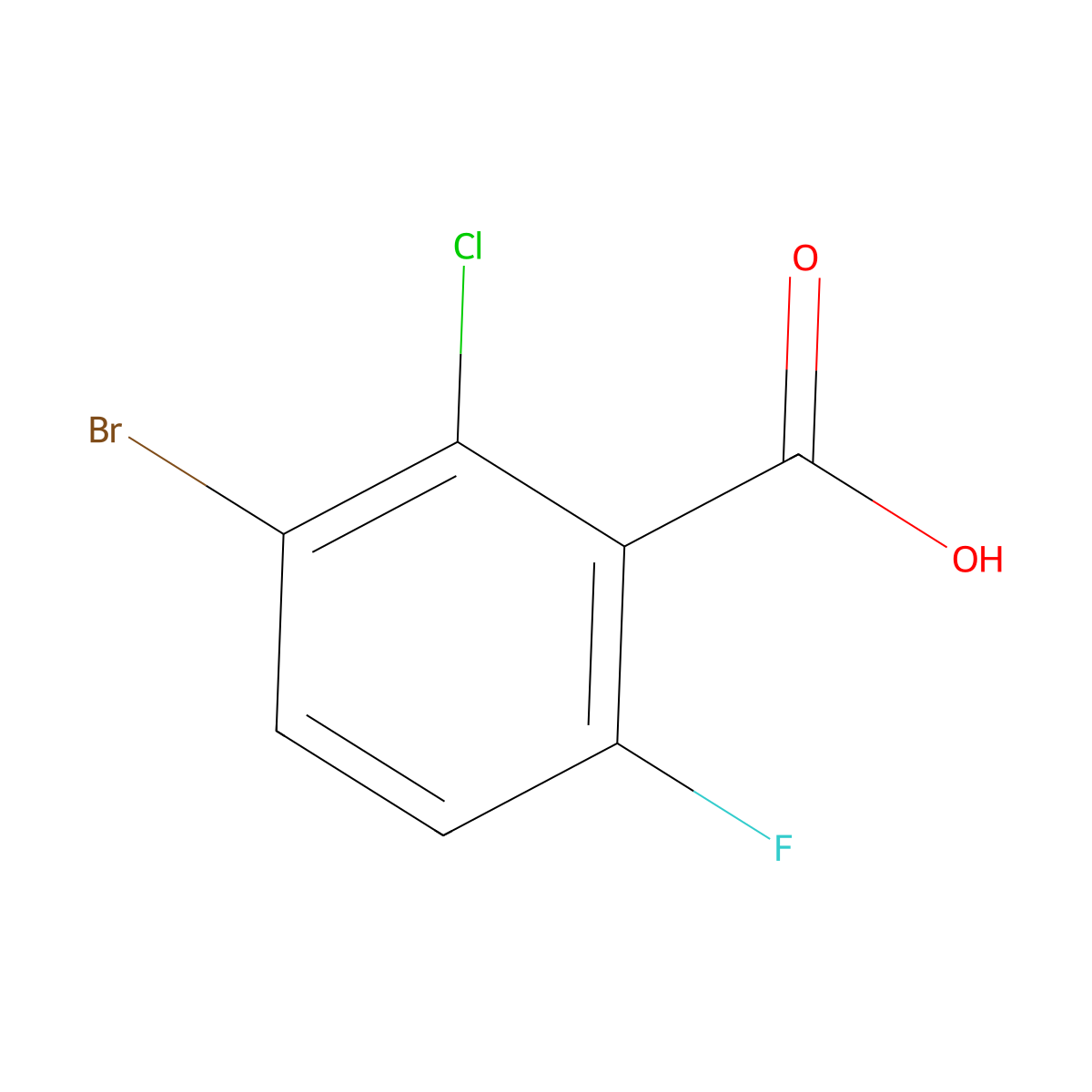 3-Bromo-2-chloro-6-fluorobenzoic acid molecular structure, CAS 1114809-13-0