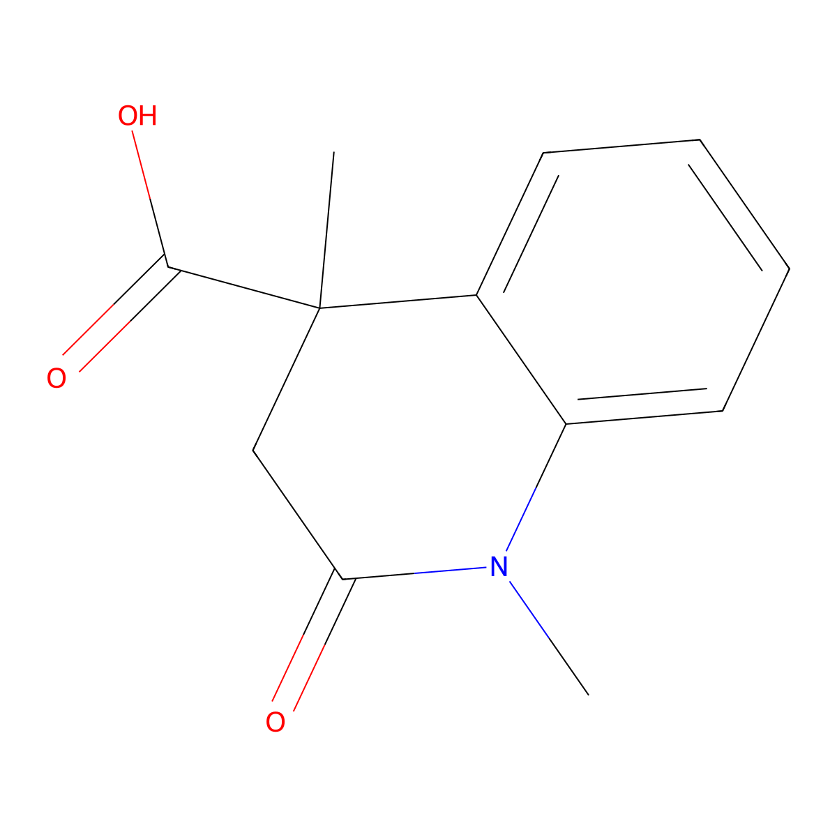 1,4-Dimethyl-2-oxo-1,2,3,4-tetrahydroquinoline-4-carboxylic acid molecular structure, CAS 1114822-70-6