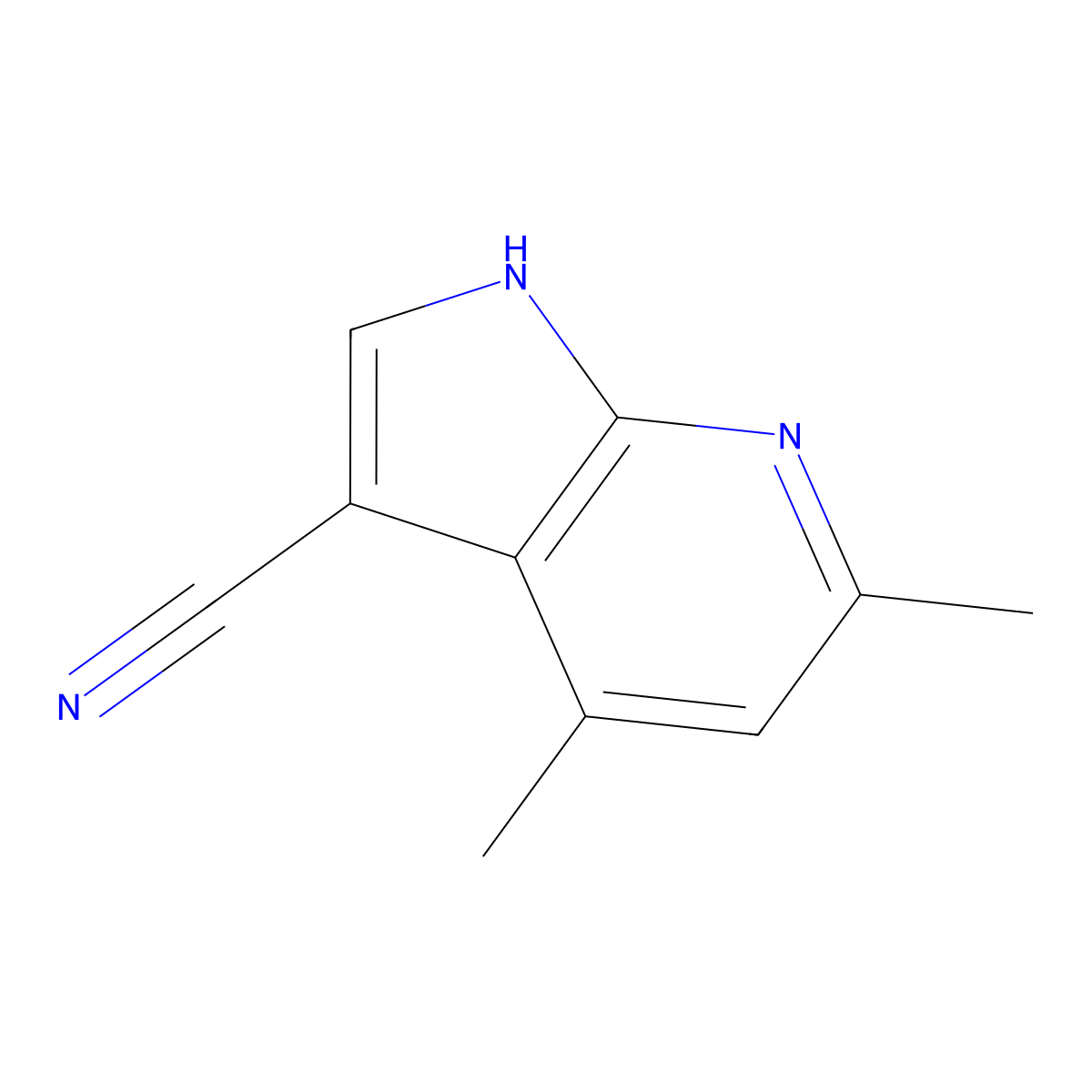 4,6-dimethyl-1H-pyrrolo[2,3-b]pyridine-3-carbonitrile molecular structure, CAS 1114822-80-8