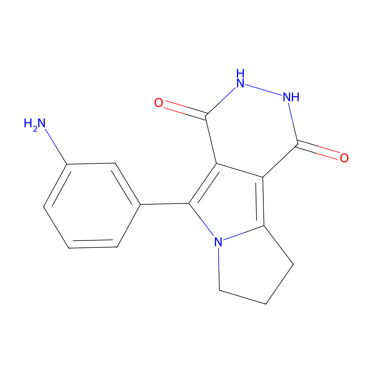 5-(3-aminophenyl)-1H,2H,3H,4H,7H,8H,9H-pyridazino[4,5-a]pyrrolizine-1,4-dione molecular structure, CAS 1114822-85-3