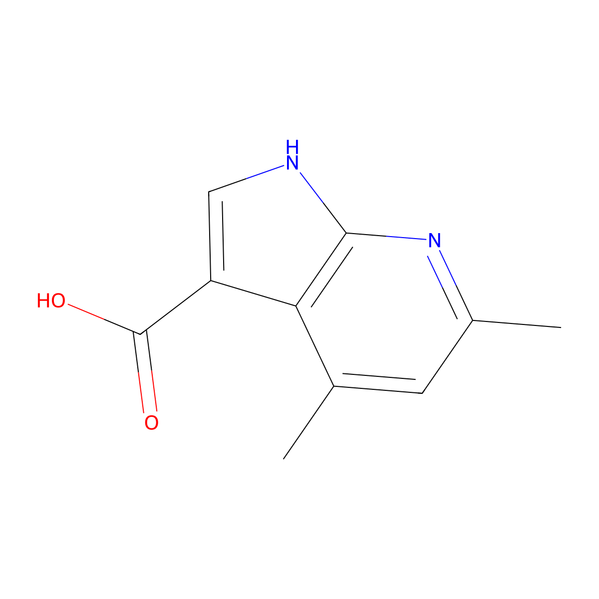 4,6-dimethyl-1H-pyrrolo[2,3-b]pyridine-3-carboxylic acid molecular structure, CAS 1114822-92-2