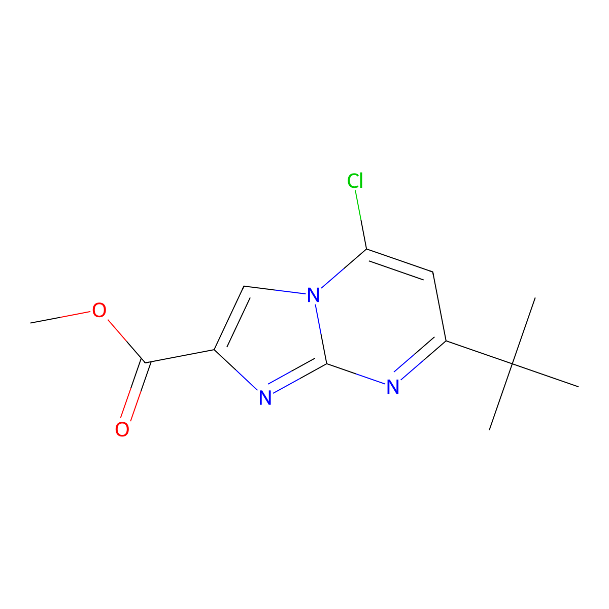Methyl 7-tert-butyl-5-chloroimidazo[1,2-a]pyrimidine-2-carboxylate molecular structure, CAS 1114822-96-6